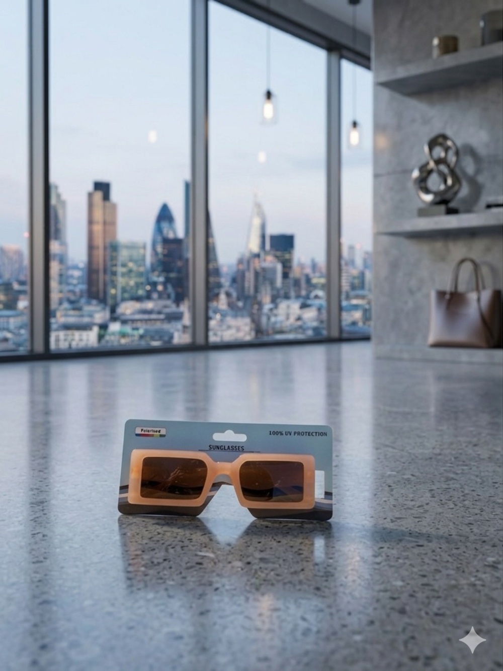 Peach Rectangular Sunglasses - UV Protection